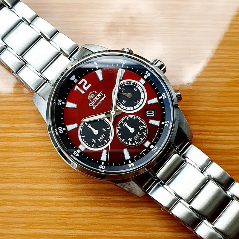 Orient Sports Chronograph Maroon Dial Men's Watch- RA-KV0004R10B